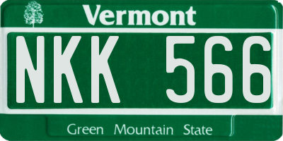 VT license plate NKK566