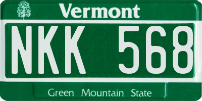 VT license plate NKK568