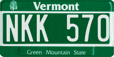 VT license plate NKK570