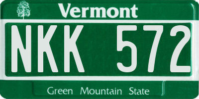 VT license plate NKK572
