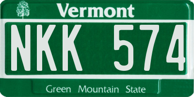 VT license plate NKK574