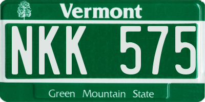 VT license plate NKK575