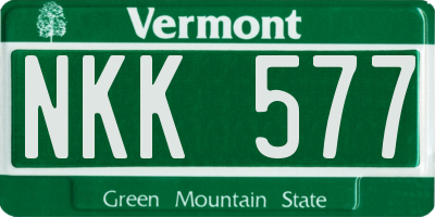 VT license plate NKK577