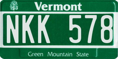 VT license plate NKK578