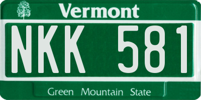 VT license plate NKK581