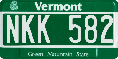 VT license plate NKK582
