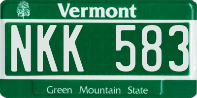 VT license plate NKK583