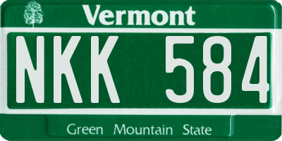 VT license plate NKK584
