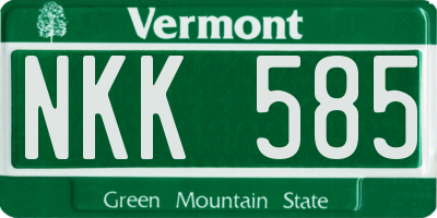 VT license plate NKK585