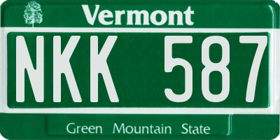 VT license plate NKK587