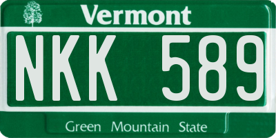 VT license plate NKK589