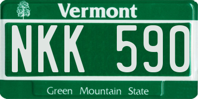 VT license plate NKK590
