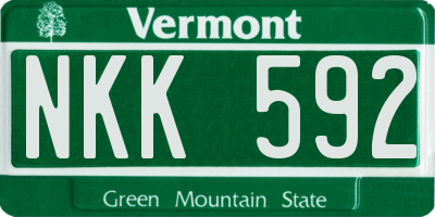 VT license plate NKK592