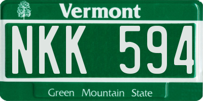 VT license plate NKK594