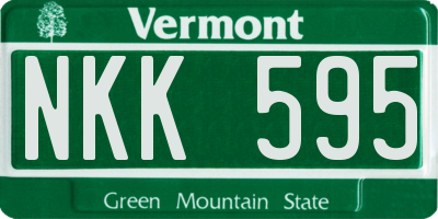 VT license plate NKK595
