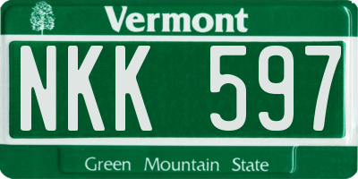 VT license plate NKK597