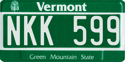 VT license plate NKK599