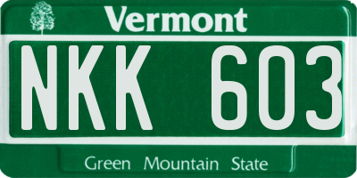 VT license plate NKK603