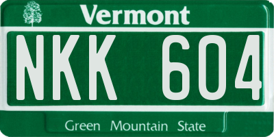 VT license plate NKK604