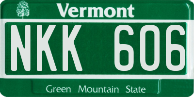 VT license plate NKK606