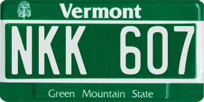 VT license plate NKK607