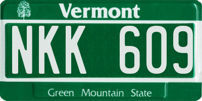 VT license plate NKK609
