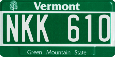 VT license plate NKK610