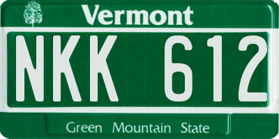 VT license plate NKK612