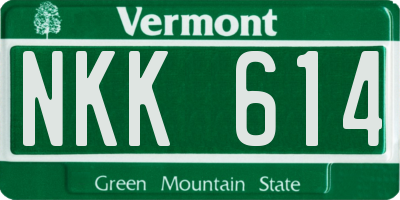 VT license plate NKK614