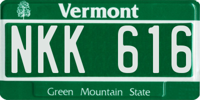 VT license plate NKK616