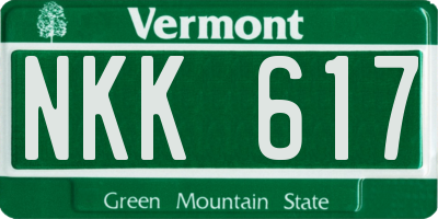 VT license plate NKK617