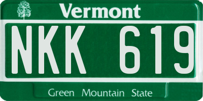 VT license plate NKK619