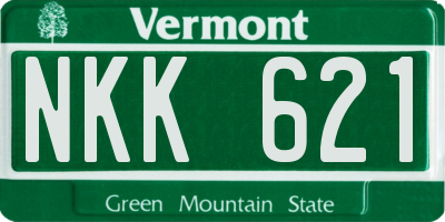 VT license plate NKK621