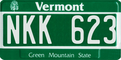 VT license plate NKK623