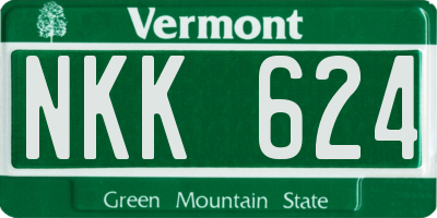 VT license plate NKK624
