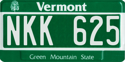 VT license plate NKK625