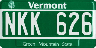 VT license plate NKK626