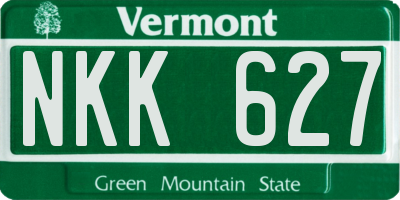 VT license plate NKK627