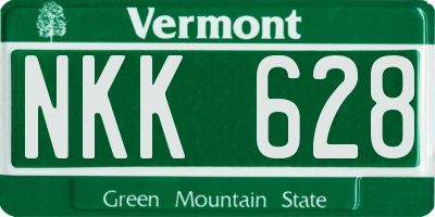 VT license plate NKK628