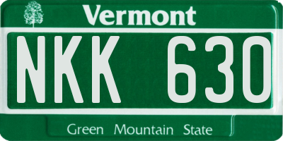 VT license plate NKK630