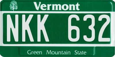 VT license plate NKK632
