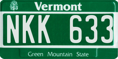 VT license plate NKK633