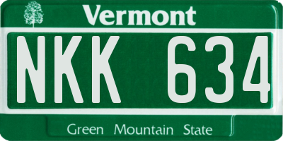 VT license plate NKK634