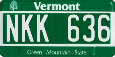 VT license plate NKK636