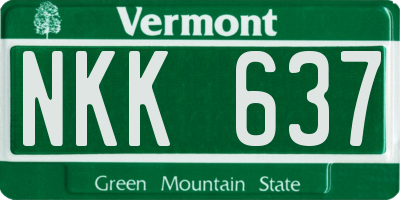 VT license plate NKK637