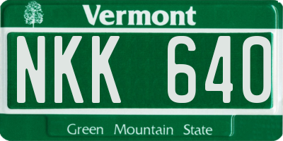 VT license plate NKK640