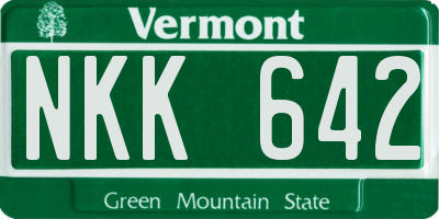 VT license plate NKK642