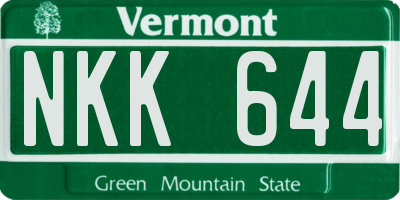 VT license plate NKK644