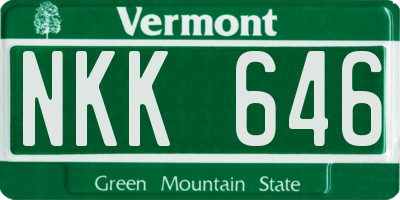 VT license plate NKK646