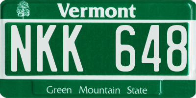 VT license plate NKK648